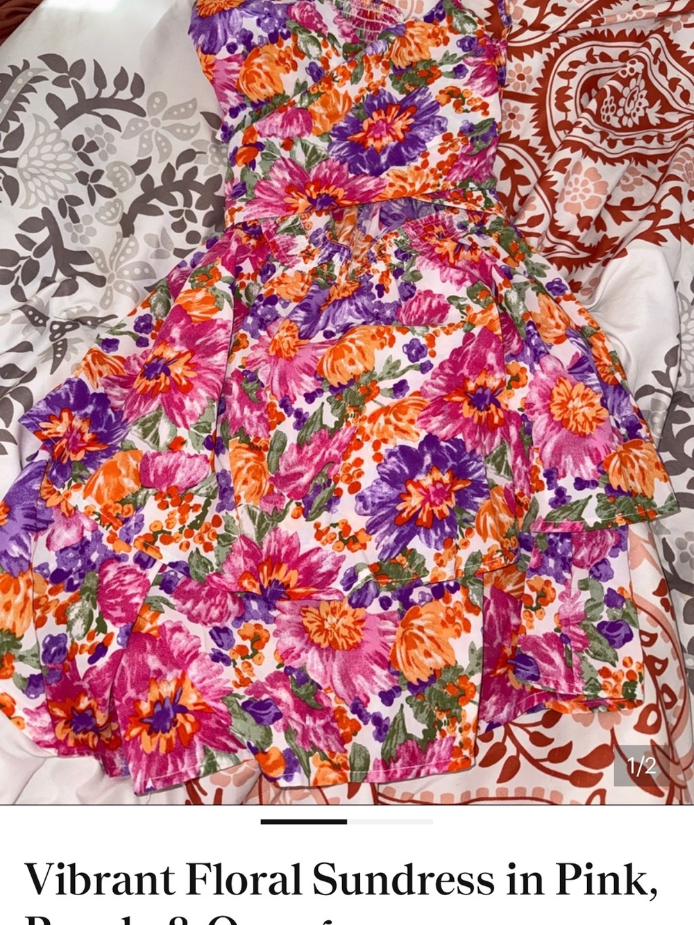Vibrant Floral Sundress/romper in Pink, Orange & Purple